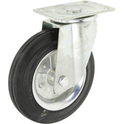 Pasukamas ratukas, guminis ratas: Ø200x50mm, plokštelės tvirtinimas: 135x110mm. Apkrova: 250kg, Ro-Carr WH5081200.