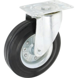 Pasukamas ratukas, guminis ratas: Ø280x70mm, plokštelės tvirtinimas: 200x160mm. Apkrova: 400kg, Ro-Carr WH5081280.