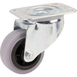 Pasukamas ratukas, guminis ratas: Ø80x35mm, plokštelės tvirtinimas: 105x85mm. Apkrova: 70kg, Tente 3470PIR080P62.