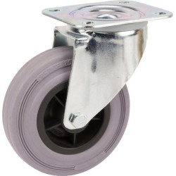 Pasukamas ratukas, guminis ratas: Ø125x37mm, plokštelės tvirtinimas: 105x85mm. Apkrova: 100kg, Tente 3470PIR125P62.