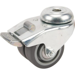 Pasukamas ratukas, guminis ratas: Ø50x19mm, su stabdžiu, viena varžto skylė, apkrova: 60kg, Tente 2975PJP050P3011