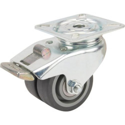 Pasukamas ratukas, guminis ratas: Ø50x18mm, su stabdžiu, plokštelės tvirtinimas: 60x60mm, apkrova: 60kg, Tente 2975PJP050P40