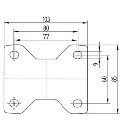 Standus ratukas, poliamidinis ratas: Ø100x36mm, plokštelės tvirtinimas: 103x85mm. Apkrova: 200kg, Tente 3478UOJ100P62.