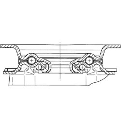 Pasukamas ratukas, poliuretano ratas: Ø125x32mm, plokštelės tvirtinimas: 105x85mm. Apkrova: 200kg, Tente 3470UAR125P62.