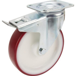 Pasukamas ratukas, poliuretano ratas: Ø160x40mm, su stabdžiu, plokštelės tvirtinimas: 137x105mm, apkrova: 350kg, Tente 3477UAR16