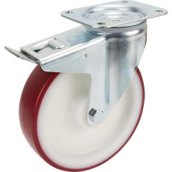 Pasukamas ratukas, poliuretano ratas: Ø200x46mm, su stabdžiu, plokštelės tvirtinimas: 137x105mm, apkrova: 350kg, Tente 3477UAR20