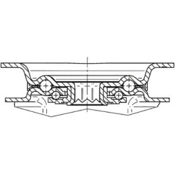 Pasukamas ratukas, poliamidinis ratas: Ø200x50mm, su stabdžiu, nerūdijančio plieno plokštės tvirtinimas: 137x105mm, apkrova: 500