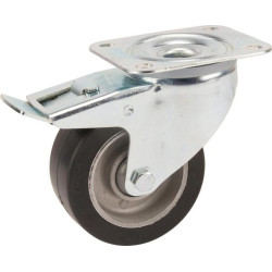 Pasukamas ratukas, guminis ratas: Ø250x50mm, su stabdžiu, plokštelės tvirtinimas: 137x105mm, apkrova: 500kg, Tente 4687IEP250P63