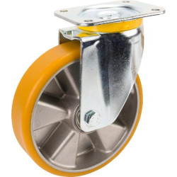 Pasukamas ratukas, poliuretano ratas: Ø200x50mm, plokštelės tvirtinimas: 137x105mm. Apkrova: 800kg, Tente 4680ITP200P63.