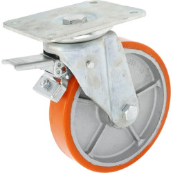 Pasukamas ratukas, poliuretano ratas: Ø250x50mm, su stabdžiu, plokštelės tvirtinimas: 200x160mm, apkrova: 1200kg, Ro-Carr WH700P