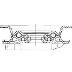 Pasukamas ratukas, guminis ratas: Ø100x40mm, plokštelės tvirtinimas: 105x85mm. Apkrova: 200kg, Tente 3470IEP100P62.