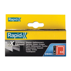 Sąsagos Rapid 53/8 mm nerūdijančio plieno A2, 2500 vnt. 23808000