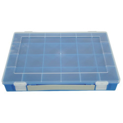 Asortimento dėžė 335x225x55mm, mėlynas polipropilenas, 24 skyriai, Hünersdorff WE6049