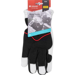 Darbinės pirštinės, juodos-baltos, odinės/elastaninės, 11/2XL dydis, „Protect by Kramp“ KG0600411