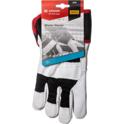 Darbinės pirštinės, juodos-baltos, odinės/medvilninės, 9/L dydis, „Protect by Kramp“ KG0600309