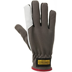 Darbinės pirštinės pilkai baltos odos/elastano/poliesterio, 9/L dydis, „Protect by Kramp“ KG0301109