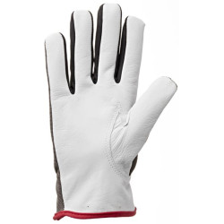 Darbinės pirštinės pilkai baltos odos/elastano/poliesterio, 8/M dydis, „Protect by Kramp“ KG0301108