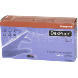 Vienkartinės darbo pirštinės be pudros, latekso, 24 cm ilgio, 7/S dydis, „DexPure“ iš „Honeywell“, 4580121S