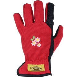 Pirštinės raudonai juodos, sintetinės odos/elastano, 7/S dydis, „Protect Gardening by Kramp“ KG0700607
