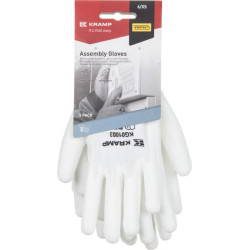 Darbinės pirštinės 1.001 9/L, 3 vnt. pakuotėje, baltos, Protect by Kramp KG0100309