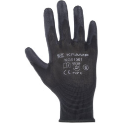 Darbinės pirštinės, 10/XL dydžio, juodos, 120 vnt. pakuotėje, nailonas/poliesteris. „Protect by Kramp“ KG0100110P120.