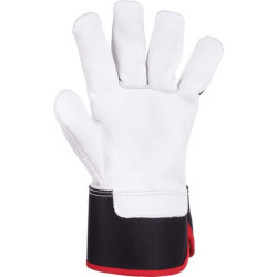Darbinės pirštinės, juodos-baltos, odinės/medvilninės, 8/M dydis, „Protect by Kramp“ KG0300508