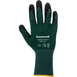 Darbinės pirštinės žaliai juodos, nailoninės, 25 cm ilgio, 9/L dydžio, „OilGrip“ iš „North by Honeywell HSNF35L“.