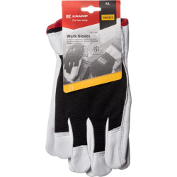 Darbinės pirštinės, juodos-baltos, odinės/elastaninės, 9/L dydis, „Protect by Kramp“ KG0301009