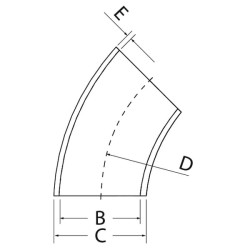 Alkūnė 45° 1" 33,7x2,6mm FG4501