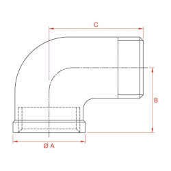 Alkūnė, vidinis/išorinis, cinkuota 1/4" FG9214