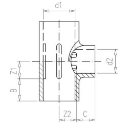 PVC T formos jungtis 90x40x90mm 79040122