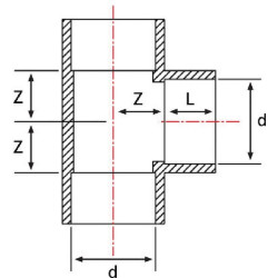 PVC T formos jungtis 63x63x63mm 7063122GP