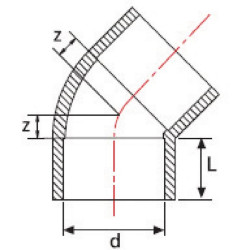 PVC alkūnė 45° 25x25 mm 7025645GP