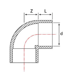 PVC alkūnė 90° 63x63mm 7063595GP