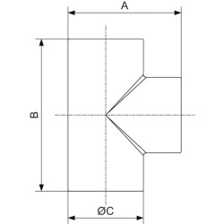 Prevost T formos jungtis 32 mm 90º PVRTEE32