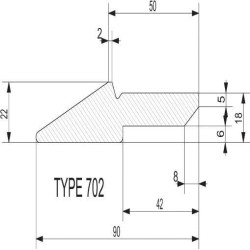 Kaušo krašto juosta 90x22mm x6.4m HB250 KT7026400