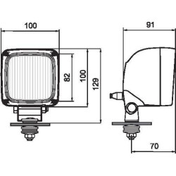 Darbo žibintas kvadratinis, 12/24V, skaidrus, tvirtinamas varžtais, 100x91x134mm, Wesem 1400630070