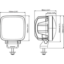 Darbo žibintas LED, 28W, 1950lm, kvadratinis, 12/24V, skaidrus, tvirtinamas varžtais, 85x100x129mm, „Deutsch“ 2 kontaktų, platus