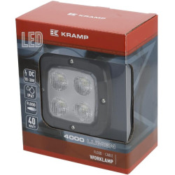 Darbo žibintas LED, 40W, 4000lm, kvadratinis, 10-30V, 110x63,4x98,5mm, prožektorius, Kramp LA10044