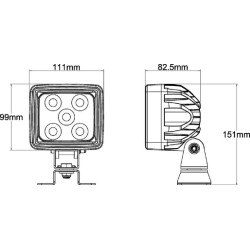 LED darbo žibintas, 60 W, 5600 lm, kvadratinis, 10/30 V, baltas, „Deutsch“ kištukas, platus srautas, 20 LED, Kramp LA10410R