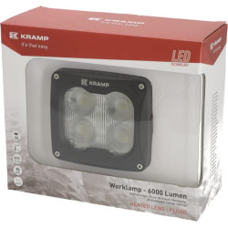LED darbo žibintas, 70 W, 6000 lm, kvadratinis, 10/45 V, baltas, 120 x 110 x 72 mm, šildomas T° jutikliu, platus apšvietimas, 4 
