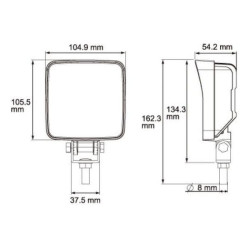 Darbo žibintas LED, 18W, 1440lm, kvadratinis, 9/33V, skaidrus, tvirtinamas varžtais, 134,3x54x104,9mm LA22810
