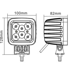 Darbo žibintas LED, 42W, 3780lm, kvadratinis, 10/30V, 128x82x100mm, taškinis spindulys, 6 LED, Kramp LA10027