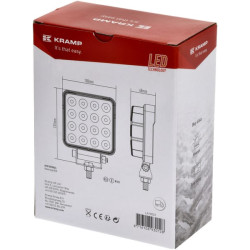 Darbo žibintas LED, 25W, 3040lm, kvadratinis, 10/30V, 108x48x108mm, prožektorius, 16 LED, Kramp LA10023