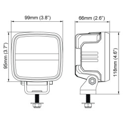Darbo žibintas LED, 28 W, 2800 lm, kvadratinis, 12/24 V, baltas, tvirtinamas varžtais, „Deutsch“ 2 kontaktų, platus srautas, 6 L