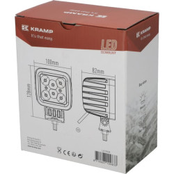 Darbo žibintas LED, 42W, 3780lm, kvadratinis, 10/30V, 128x82x100mm, prožektorius, 6 LED, Kramp LA10028