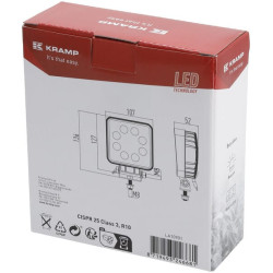 Darbo žibintas LED, 24W, 2000lm, kvadratinis, baltas, 107x52x136mm, prožektorius, Kramp (10 vnt. dėžutė) LA10901BOX