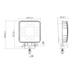 Darbo žibintas LED, 24W, 2000lm, kvadratinis, baltas, 107x52x136mm, prožektorius, Kramp (10 vnt. dėžutė) LA10901BOX