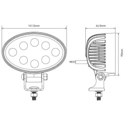 Darbo žibintas LED, 24W, 2240lm, ovalus, 10/30V, 141,5x64,5x90mm, prožektorius, 8 LED, Kramp LA10058