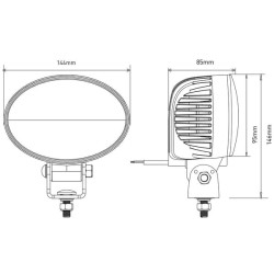 Darbo žibintas LED, 36W, 2760lm, ovalus, 10/30V, 144x85x95mm, taškinis spindulys, 12 LED, Kramp LA10060